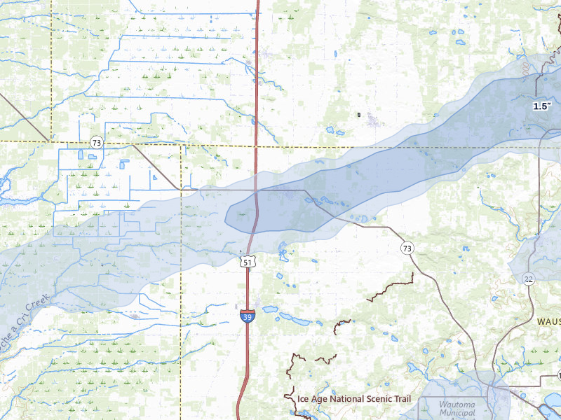 NEXRAD radar-signature map of the hail over Plainfield, WI