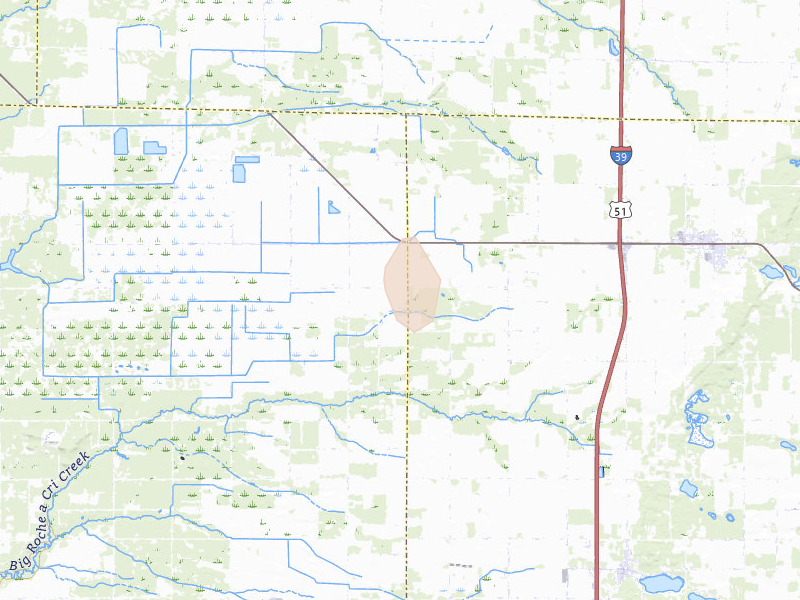 Radar-estimated hail-size map of the storm over Plainfield, WI on Sep 1, 2026