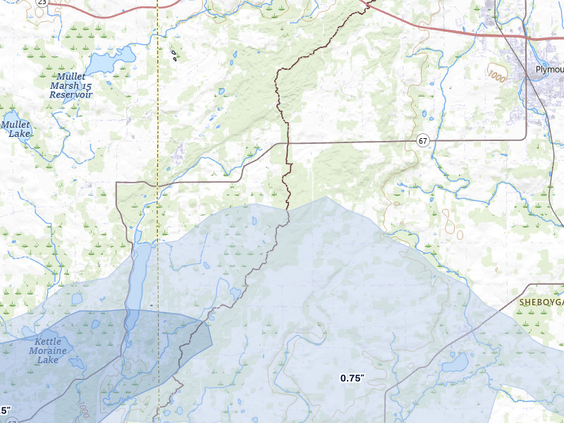 NEXRAD radar-signature map of the hail storm over Plymouth, WI on May 15, 2026
