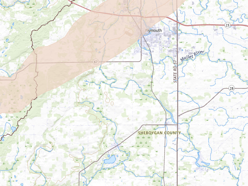 Radar-estimated hail-size map of the storm over Plymouth, WI on May 17, 2026