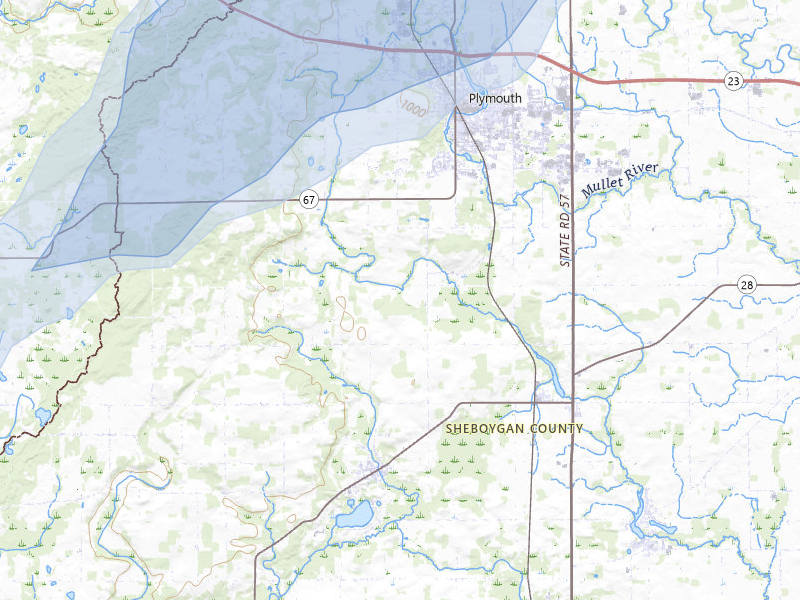 NEXRAD radar-signature map of the hail storm over Plymouth, WI on May 17, 2026