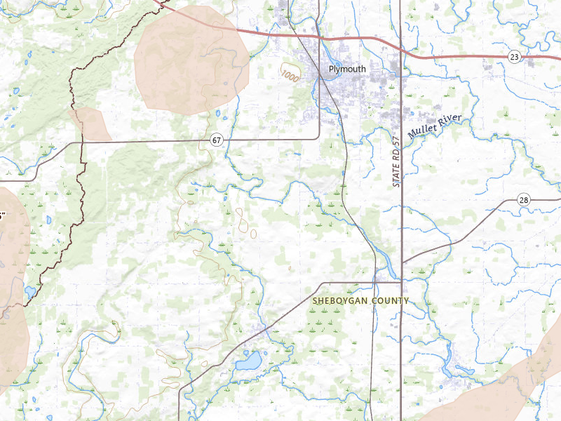 Radar-estimated hail-size map of the storm over Plymouth, WI on Jun 16, 2026