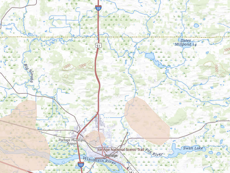 Radar-estimated hail-size map of the storm over Portage, WI on Apr 13, 2026