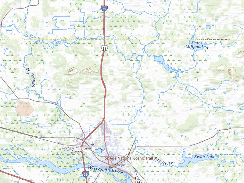 Radar-estimated hail-size map of the storm over Portage, WI on Jul 8, 2026