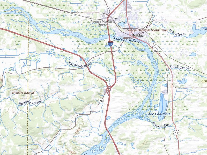 NEXRAD radar-signature map of the hail storm over Portage, WI on Jul 8, 2026