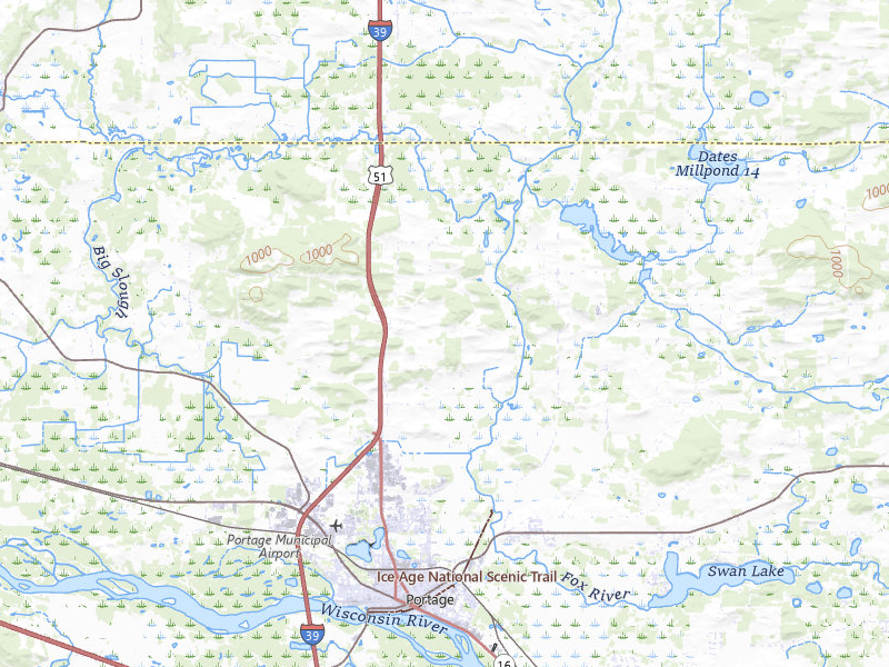 Radar-estimated hail-size map of the storm over Portage, WI on Jul 9, 2026