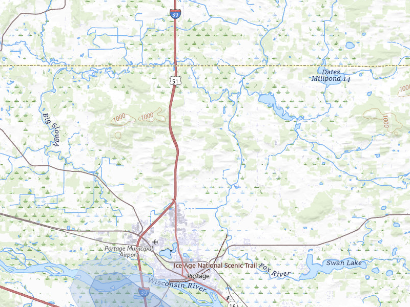 NEXRAD radar-signature map of the hail storm over Portage, WI on Jul 9, 2026