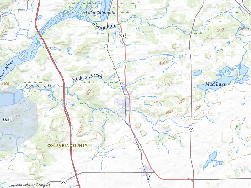 NEXRAD radar-signature map of the hail storm over Poynette, WI on Jun 5, 2026
