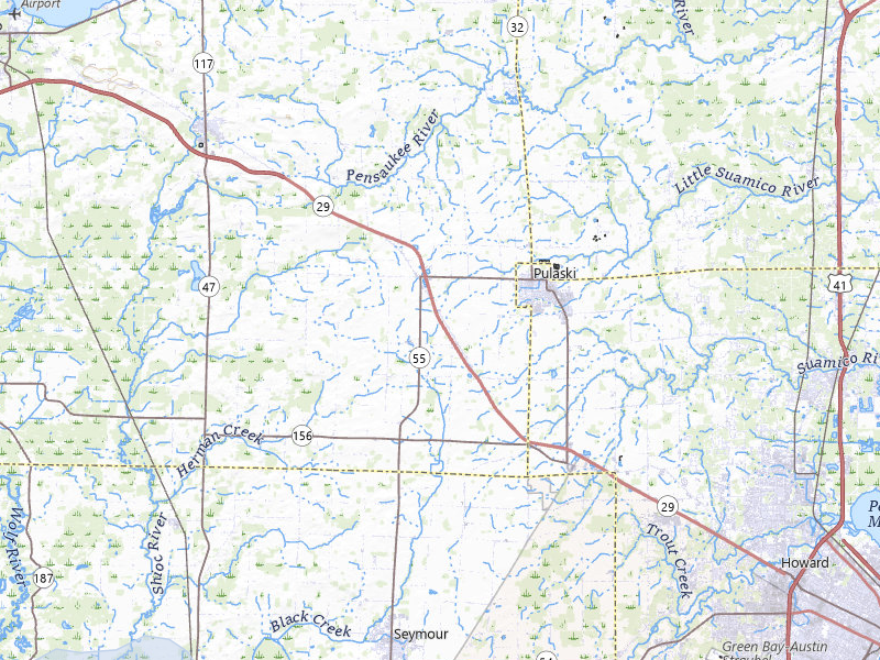 NEXRAD radar-signature map of the hail over Pulaski, WI