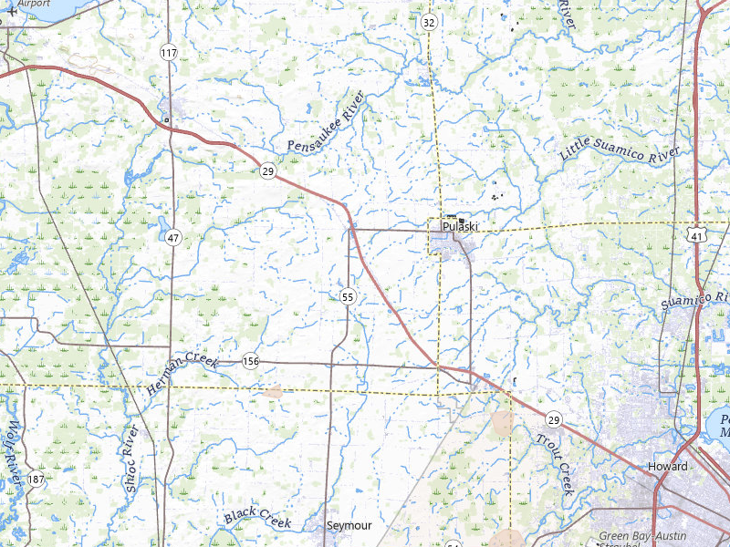 Radar-estimated hail-size map of the storm over Pulaski, WI on Jun 16, 2026