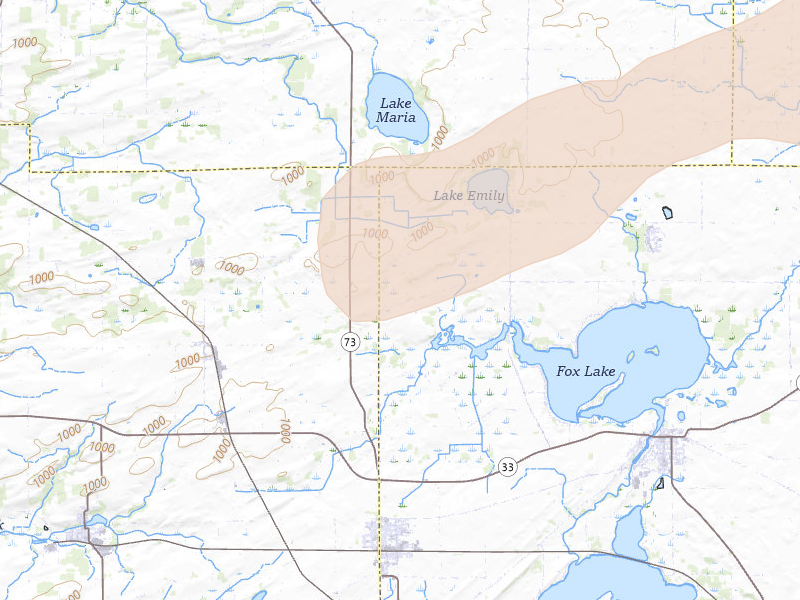 Radar-estimated hail-size map of the storm over Randolph, WI