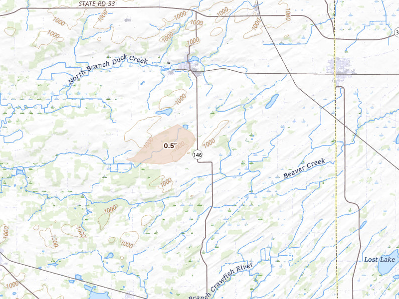 Radar-estimated hail-size map of the storm over Randolph, WI