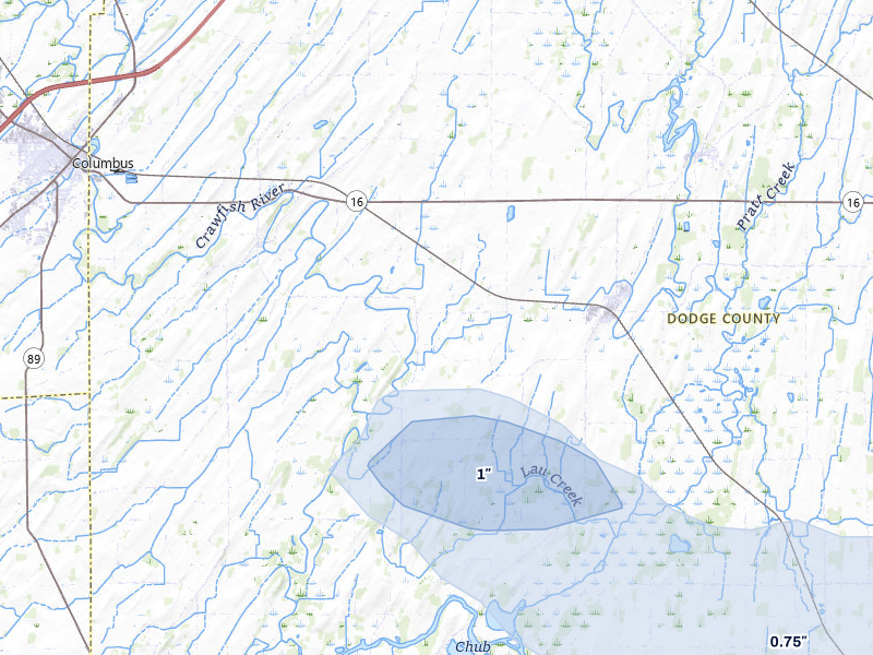 NEXRAD radar-signature map of the hail storm over Reeseville, WI on May 15, 2026
