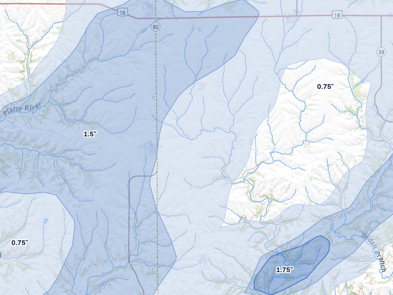NEXRAD radar-signature map of the hail over Rewey, WI