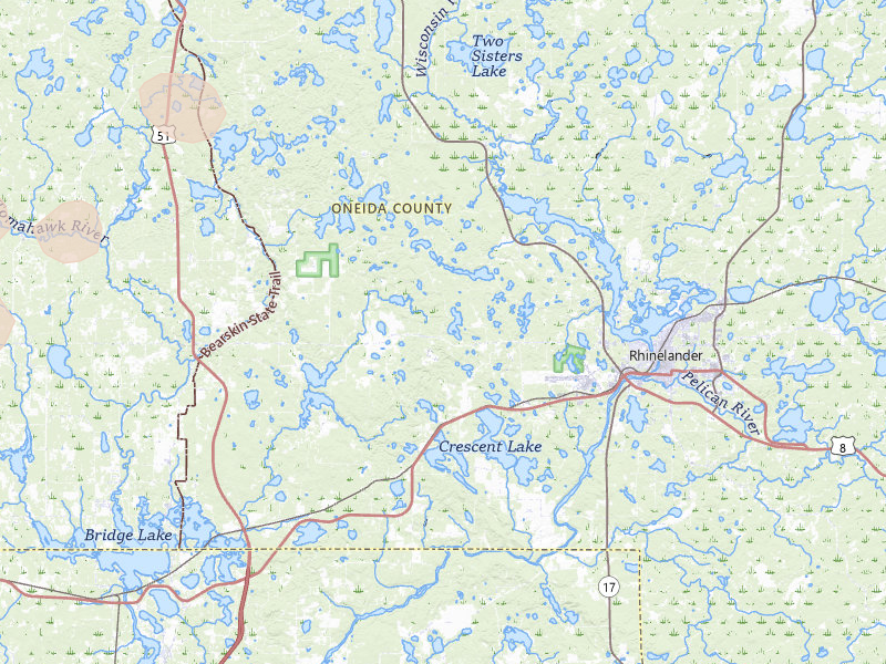 Radar-estimated hail-size map of the storm over Rhinelander, WI on Apr 17, 2026