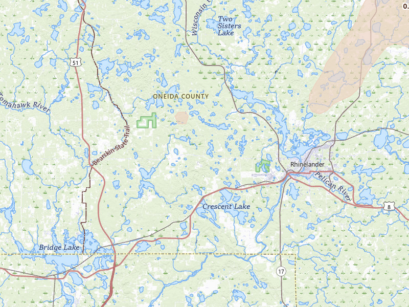 Radar-estimated hail-size map of the storm over Rhinelander, WI on May 17, 2026