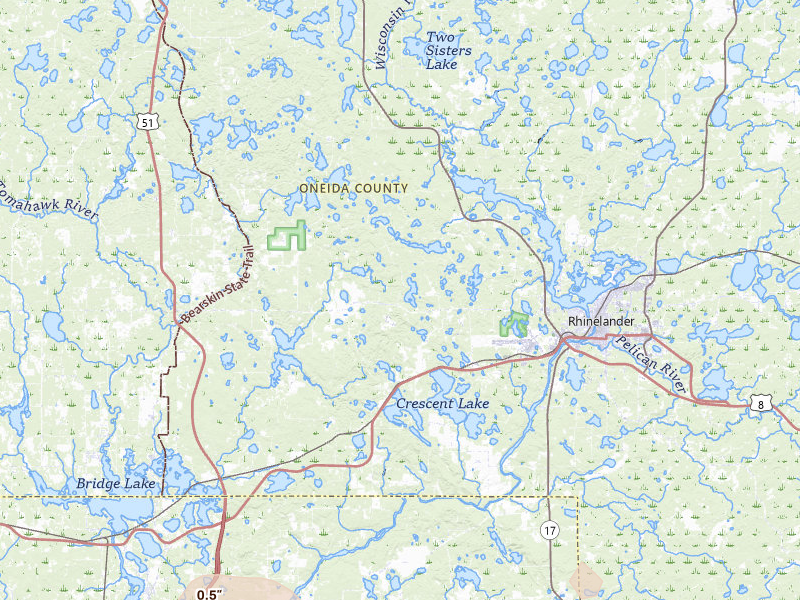 Radar-estimated hail-size map of the storm over Rhinelander, WI on Jun 24, 2026