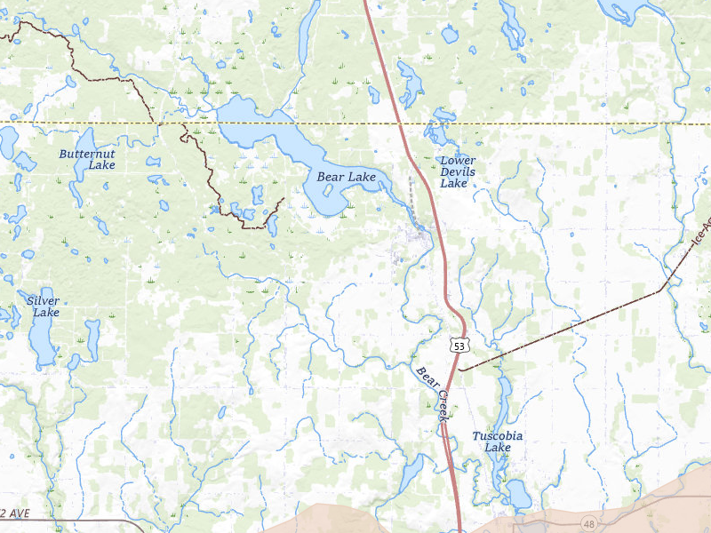 Radar-estimated hail-size map of the storm over Rice Lake, WI on Jun 5, 2026