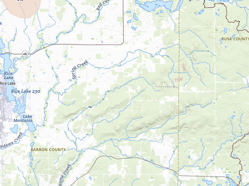 Radar-estimated hail-size map of the storm over Rice Lake, WI on Jul 4, 2026