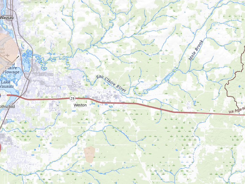 Radar-estimated hail-size map of the storm over Ringle, WI on Jun 10, 2026