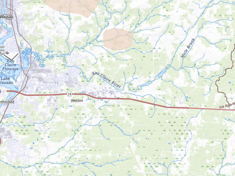 Radar-estimated hail-size map of the storm over Ringle, WI on Jul 26, 2026