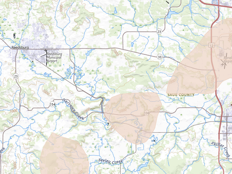 Radar-estimated hail-size map of the storm over Rock Springs, WI