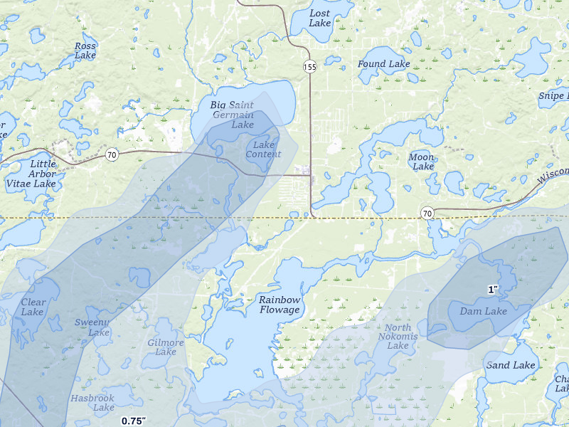 NEXRAD radar-signature map of the hail over Saint Germain, WI