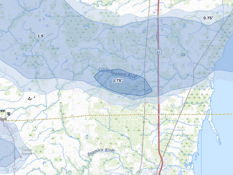 NEXRAD radar-signature map of the hail storm over Sobieski, WI on Jun 30, 2026