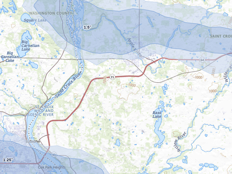 NEXRAD radar-signature map of the hail storm over Somerset, WI on Aug 8, 2026