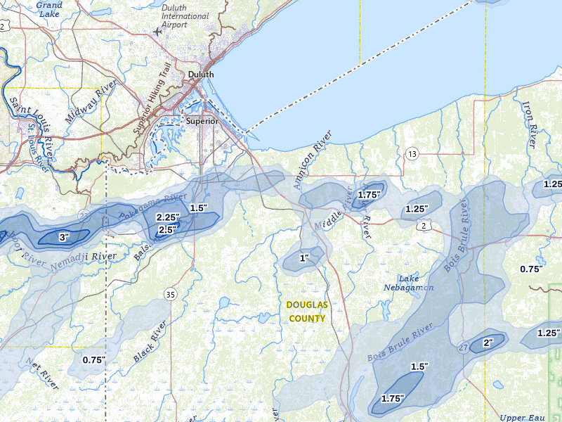 NEXRAD radar-signature map of the hail storm over South Range, WI on Jun 29, 2026
