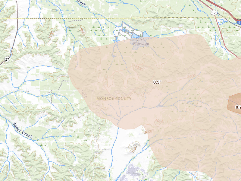 Radar-estimated hail-size map of the storm over Sparta, WI on Aug 9, 2026