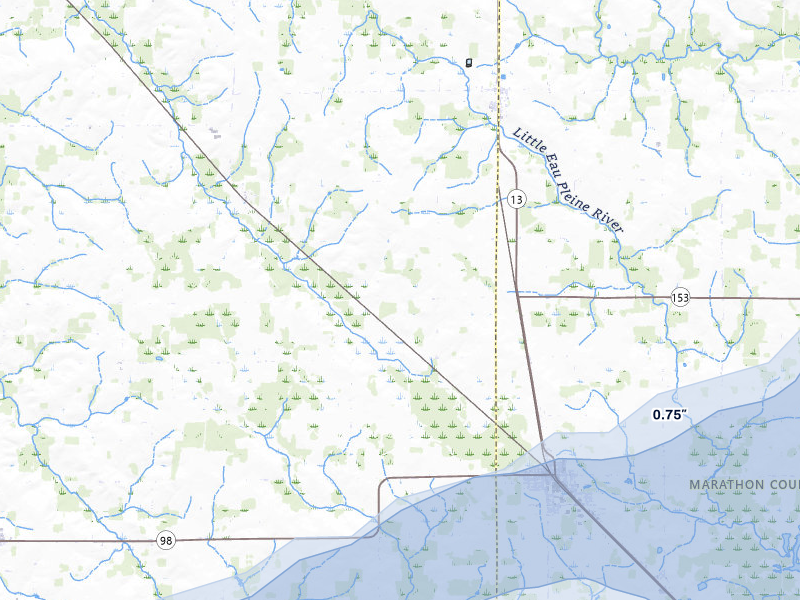 NEXRAD radar-signature map of the hail storm over Spencer, WI on Apr 13, 2026