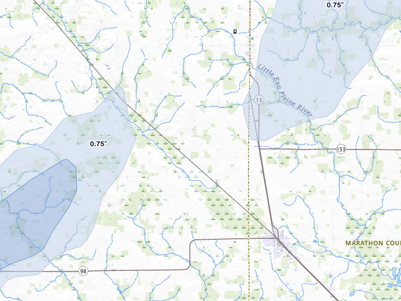 NEXRAD radar-signature map of the hail storm over Spencer, WI on May 17, 2026