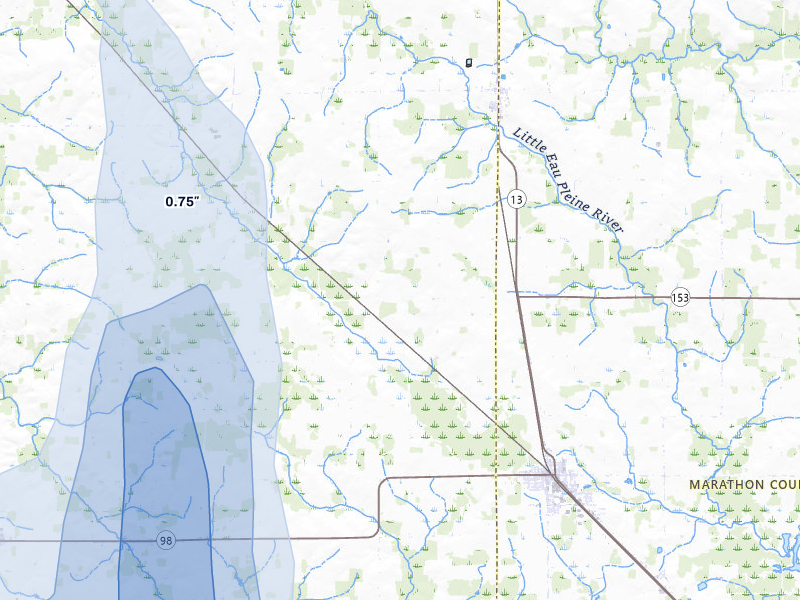 NEXRAD radar-signature map of the hail storm over Spencer, WI on May 27, 2026