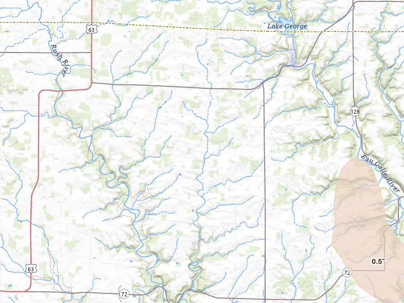 Radar-estimated hail-size map of the storm over Spring Valley, WI on Jun 10, 2026