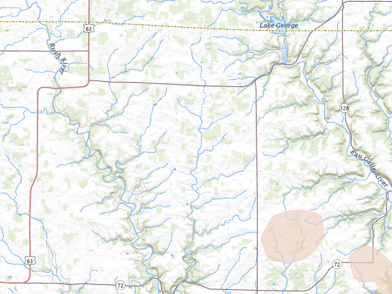 Radar-estimated hail-size map of the storm over Spring Valley, WI on Jul 17, 2026