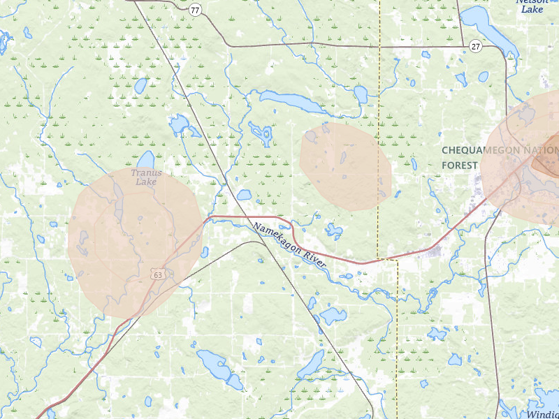 Radar-estimated hail-size map of the storm over Springbrook, WI