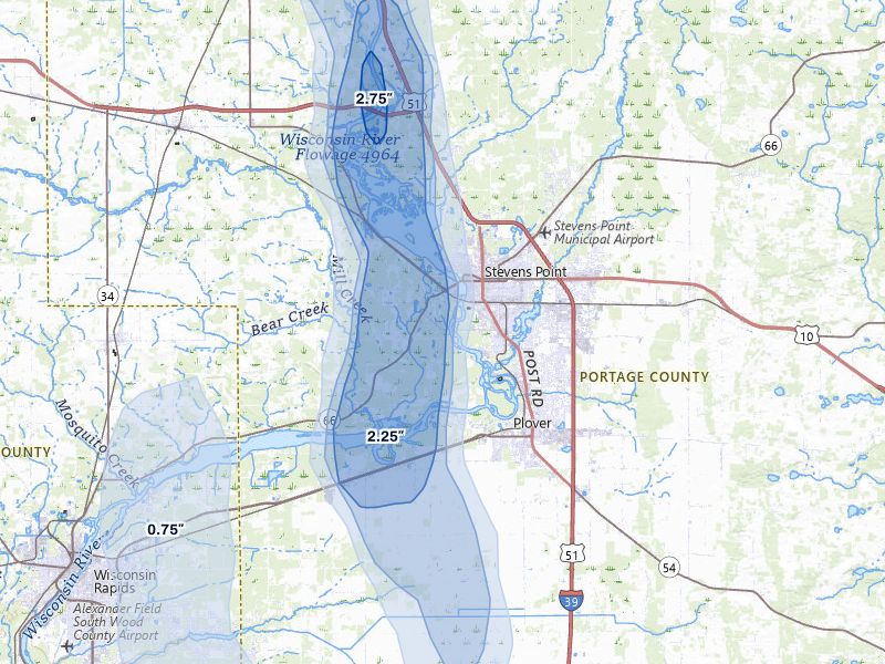 NEXRAD radar-signature map of the hail storm over Stevens Point, WI on May 27, 2026
