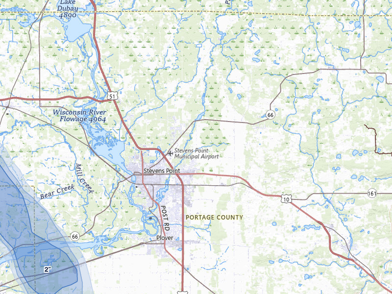 NEXRAD radar-signature map of the hail storm over Stevens Point, WI on Aug 11, 2026