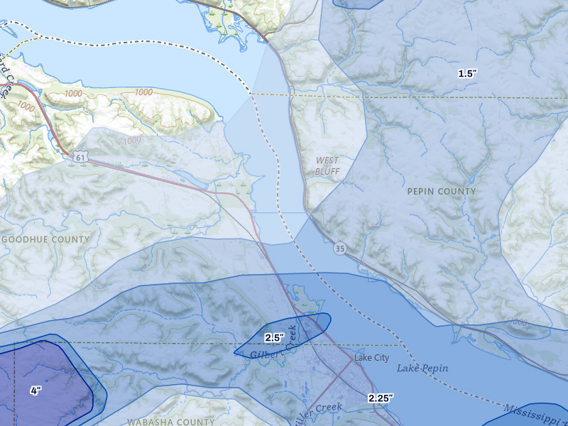 NEXRAD radar-signature map of the hail over Stockholm, WI