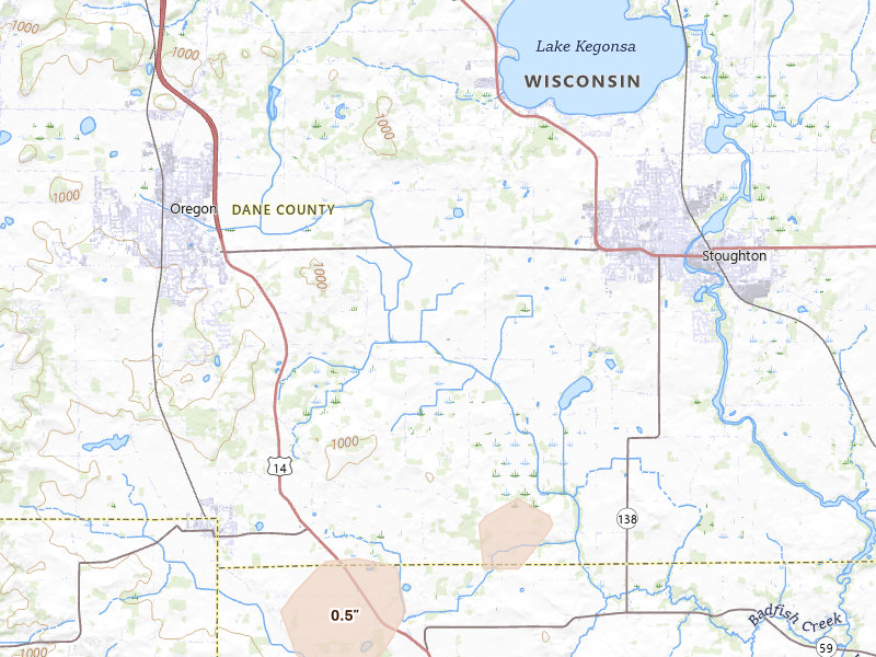 Radar-estimated hail-size map of the storm over Stoughton, WI