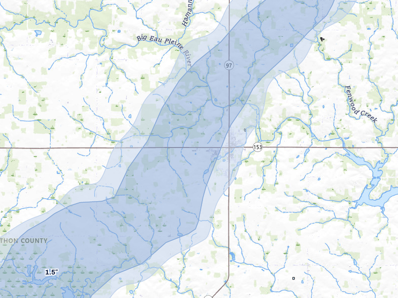 NEXRAD radar-signature map of the hail over Stratford, WI