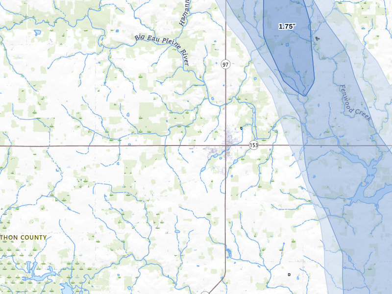 NEXRAD radar-signature map of the hail storm over Stratford, WI on May 27, 2026