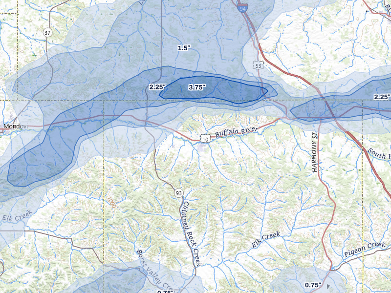 NEXRAD radar-signature map of the hail over Strum, WI