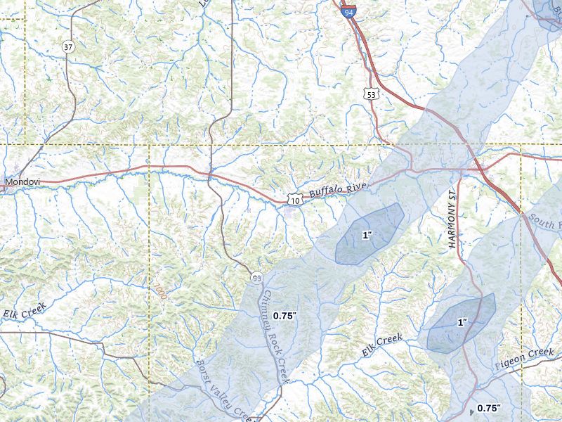 NEXRAD radar-signature map of the hail storm over Strum, WI on May 17, 2026