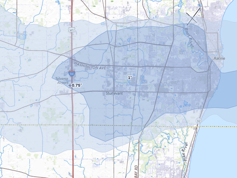 NEXRAD radar-signature map of the hail storm over Sturtevant, WI on Mar 30, 2026