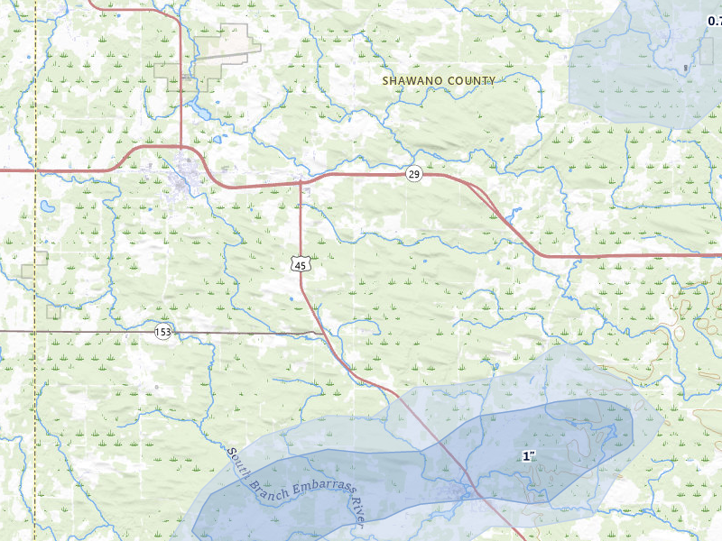 NEXRAD radar-signature map of the hail over Tigerton, WI