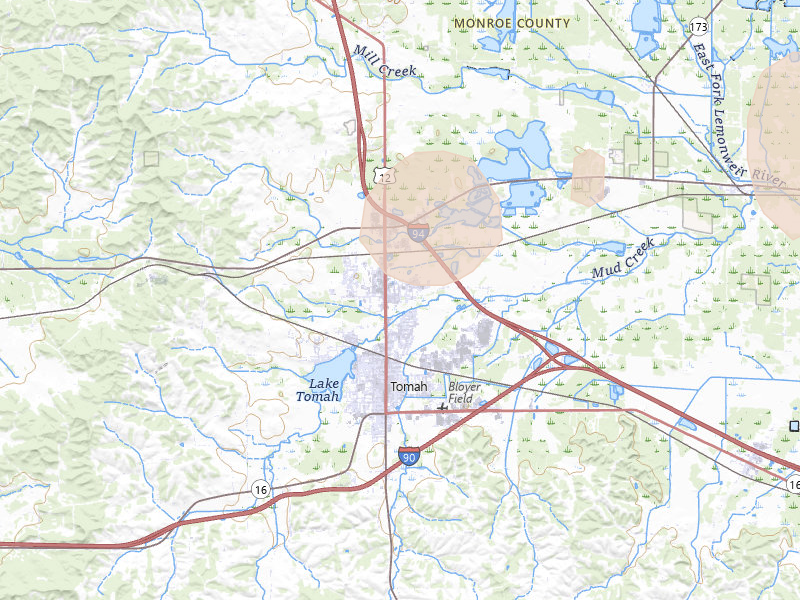 Radar-estimated hail-size map of the storm over Tomah, WI on Mar 31, 2026