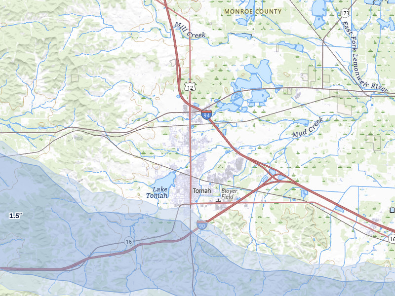 NEXRAD radar-signature map of the hail storm over Tomah, WI on Jun 5, 2026
