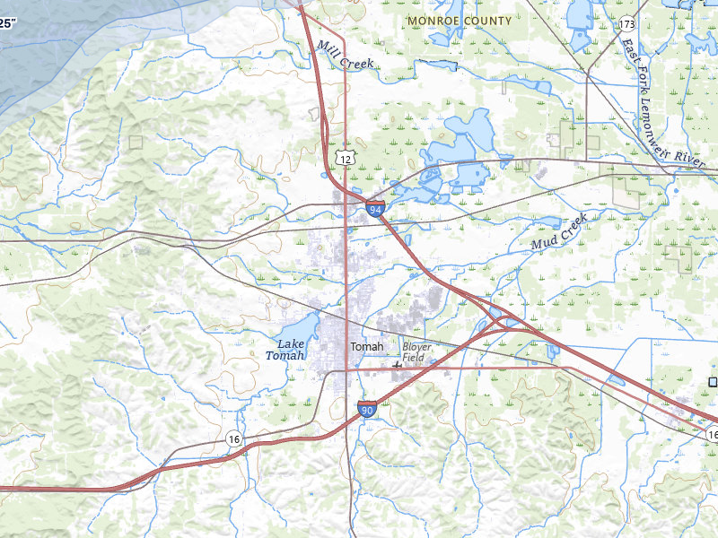 NEXRAD radar-signature map of the hail storm over Tomah, WI on Jul 1, 2026